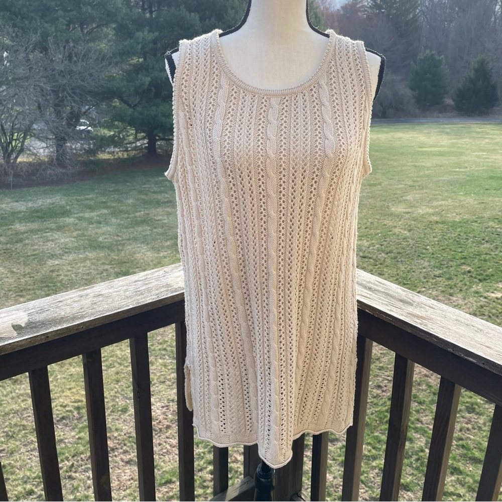 Roo Crossing tunic tank top crochet cable knit quiet luxury classic beach sheer